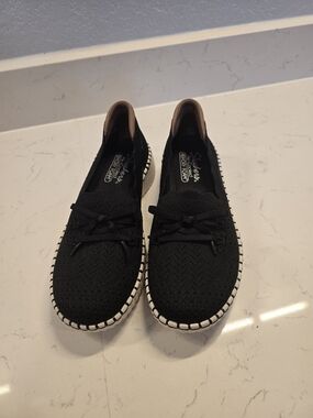 Skechers Black Knit Slip-On Sneakers with White Trim